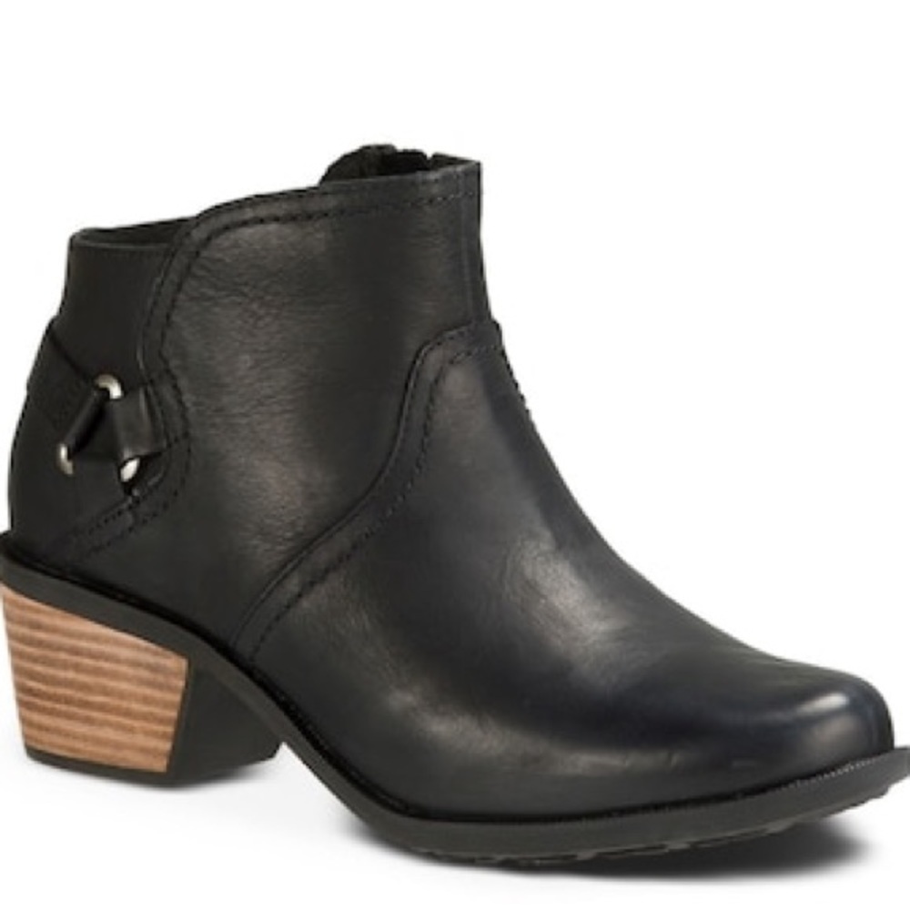 TEVA Foxy Ankle Boot Heeled Black Leather Women’s Bootie All-Season Size 6.5